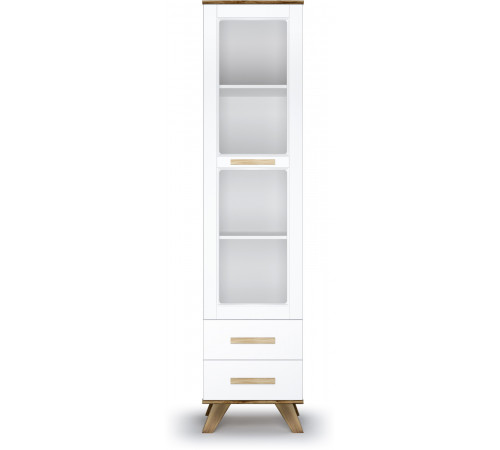 Шкаф-витрина 450 Вега Скандинавия (глянец, белый + дуб каньон)